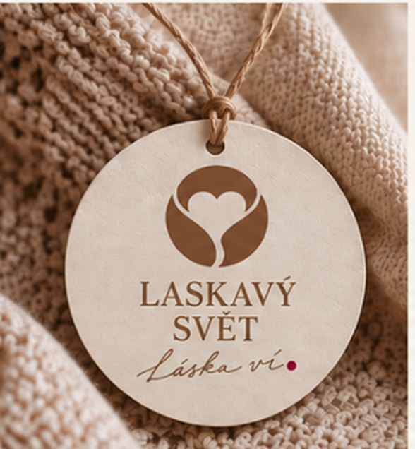 Kulatá visačka Laskavý svět na pleteném svetru